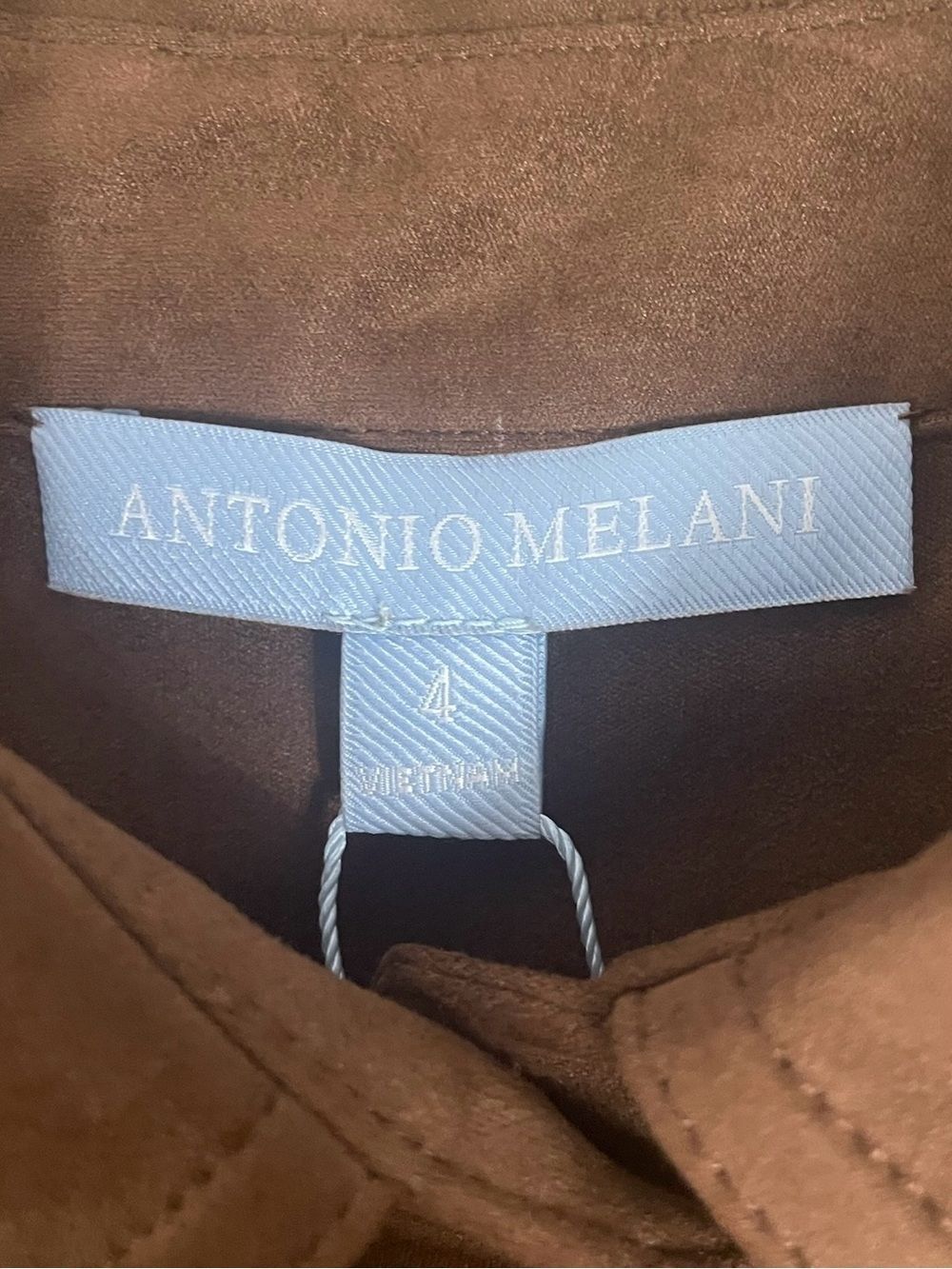 Antonio Melani Paulalexis Faux Suede Button Front Shirt Russet Brown Size 4 - Picture 4 of 8